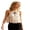 White, variant on Women's Sheer Pleated Tulle Camisole Ruffled Neckline Spaghetti Strap Tank Tops with Sequins Heart Hem