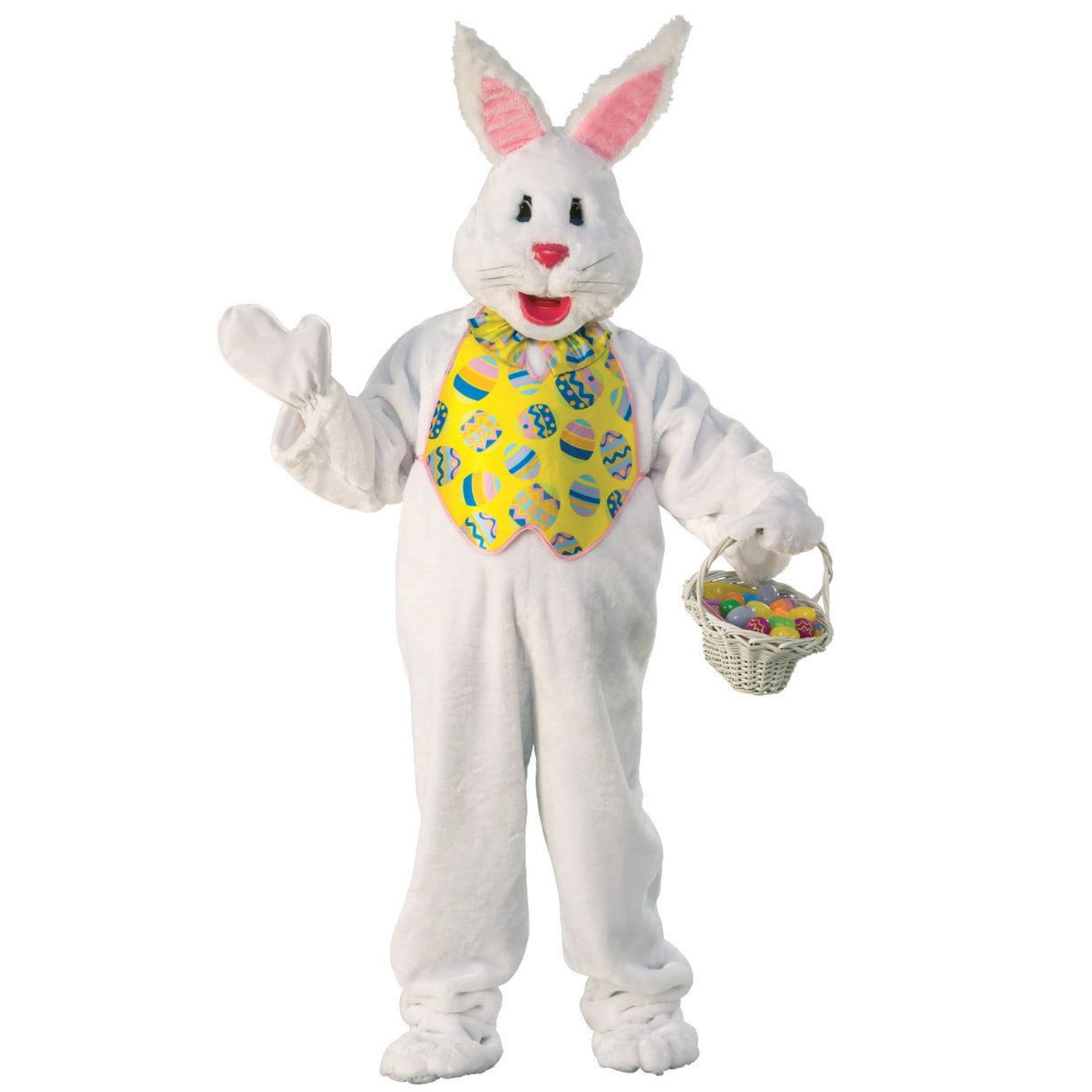 Plush Halloween Easter Bunny Mascot Costume Green Vest  Mask Adult Rabbit 