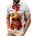 thumbnail image 3 of Men's Short Sleeve Graphic Shirts Funny 3D Chicken Rooster Print Quarter Zip Pullover Novelty Animal Summer Casual Tops Lightweight Golf T-Shirts, 3 of 6