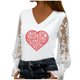 thumbnail image 2 of Xuyuer Women's Romantic Lace Insert V-Neck Blouse with Floral Print and Delicate Sleeves, Feminine Elegant Top for Date Nights, Garden Parties and Special Occasion Outfits, 2 of 6