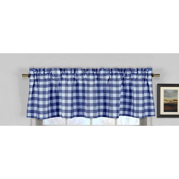 Lovemyfabric Gingham Checd Plaid Design Kitchen Curtain Valance Window Treatment Royal Blue Com Lovemyfabric Gingham Checd Plaid, Gingham Kitchen Curtains Blue