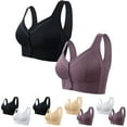 thumbnail image 3 of XFLWAM Daisy Bras for Older Women Comfy Front Closure Button Breathable Bras Plus Size No Underwire Push Up Bra for Seniors 2 Pack, 3 of 3