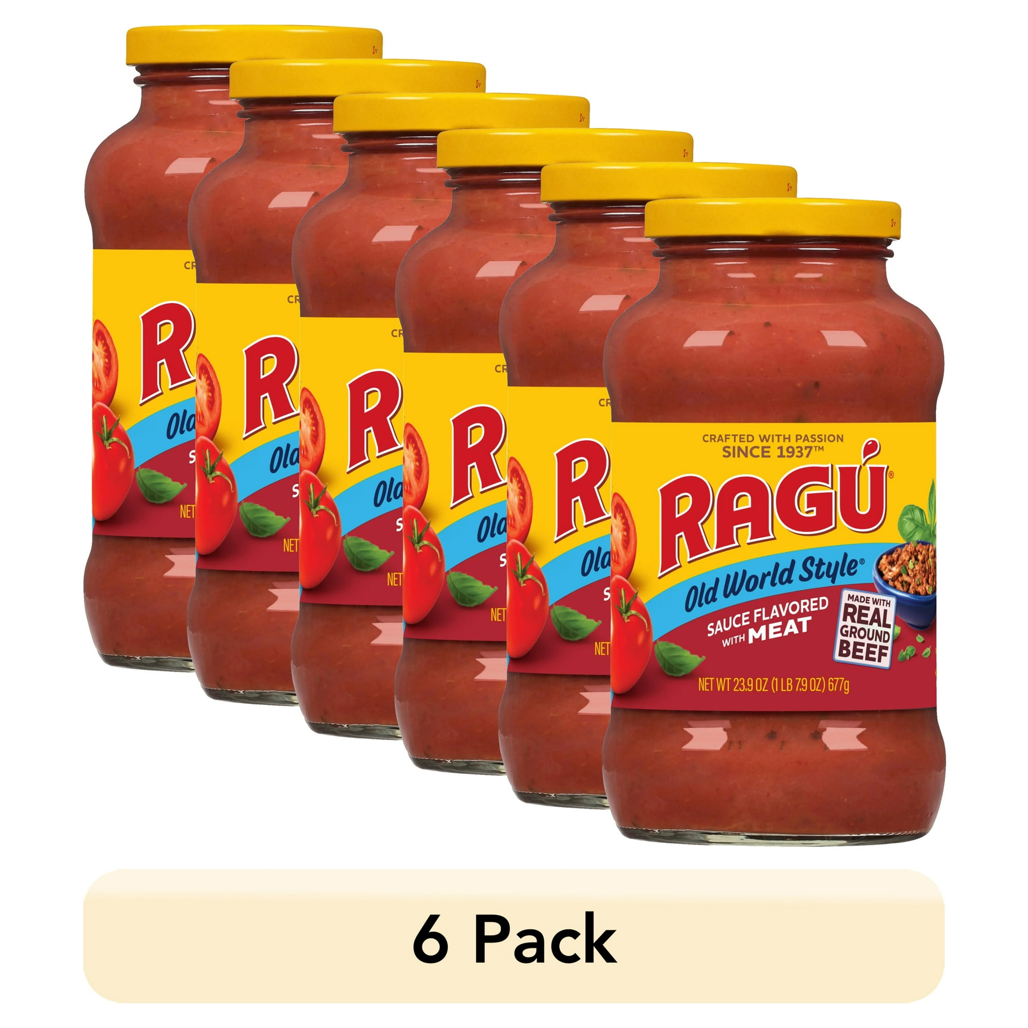(6 pack) RAGU Old World Style Pasta Sauce, Flavored with Meat, 24 oz