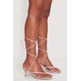 thumbnail image 2 of Women's Trendy Faux Leather Thong Lace Up Heels, 2 of 3