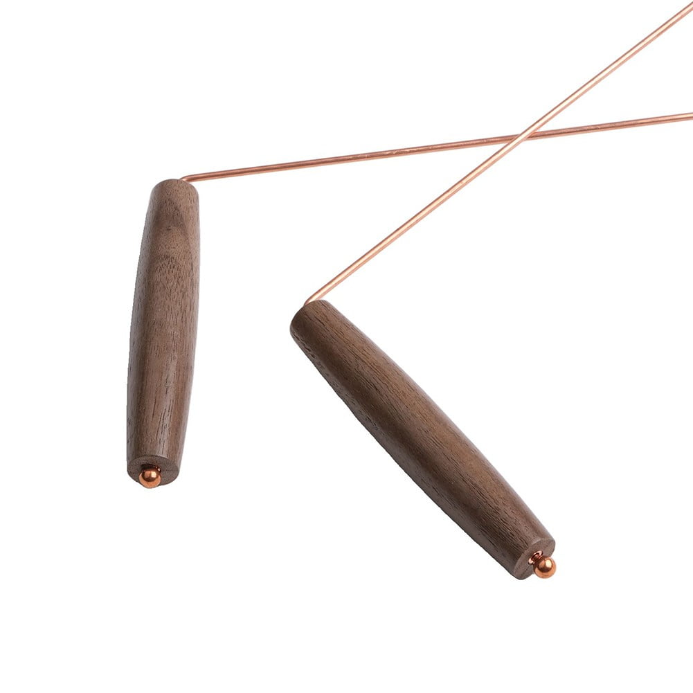 2pcs Pure Copper Metal Detector Kit For Searching Water Gold Treasure Seeking Divination Tool With Wooden Handles Dowsing Rod