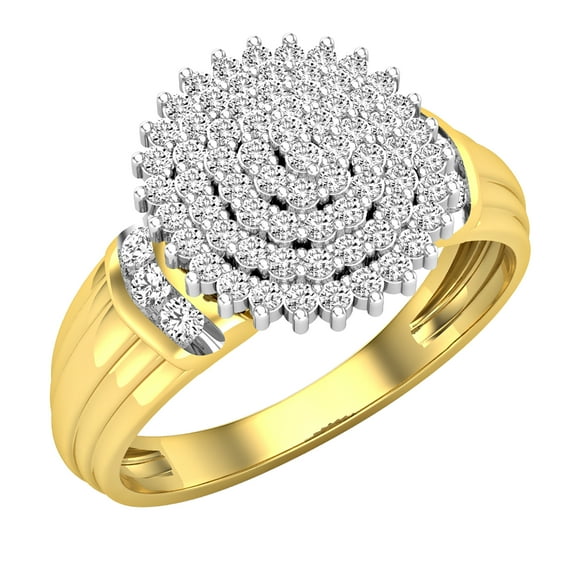 Dazzlingrock Collection Round White Diamond Cluster Right Hand Ring for Women (0.47 ctw, Color I-J, Clarity I2-I3) in 10K White & Yellow Gold, Size 4