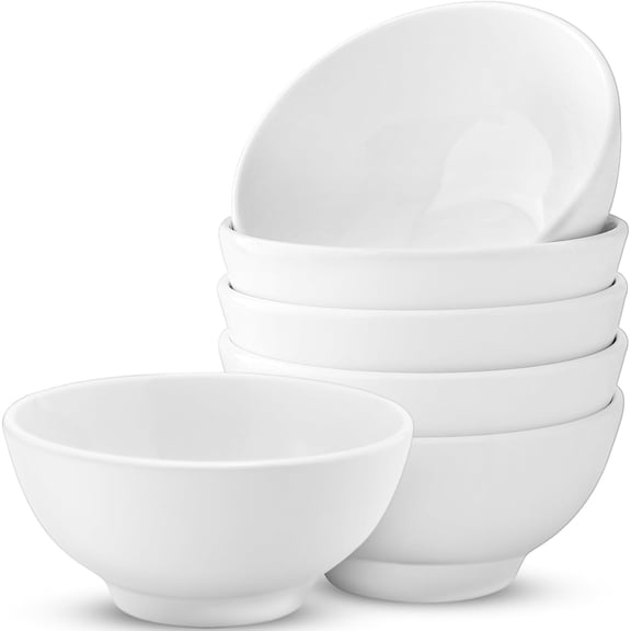 22 oz Ceramic Soup Bowls Set of 6, 6 inch White Cereal Bowls, White Ceramic Bowl Set for Kitchen, Dishwasher & Microwave Safe, Porcelain Soup Bowls for Pasta Salad Oatmeal Rice