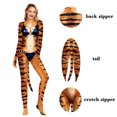 thumbnail image 3 of Traje de gato con estampado 3D de leopardo de Zawaland, disfraz de lobo para fiesta de Halloween, mono Zentai unisex con cola, traje de bondage, 3 of 5