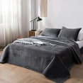 thumbnail image 2 of Kasentex  All Season Plush Poly Velvet Lavish Design Quilt Set Soft and Warm Machine Washable Coverlet Grey Queen, 2 of 5