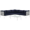thumbnail image 7 of Modern Contemporary Urban Design Outdoor Patio Balcony Six PCS Sectional Sofa Set, Navy Blue White, Rattan, 7 of 7