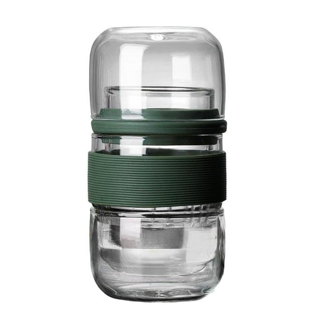 Botella de agua portátil para viaje, juego de té, taza de té resistente al calor, vasos para el hogar Verde