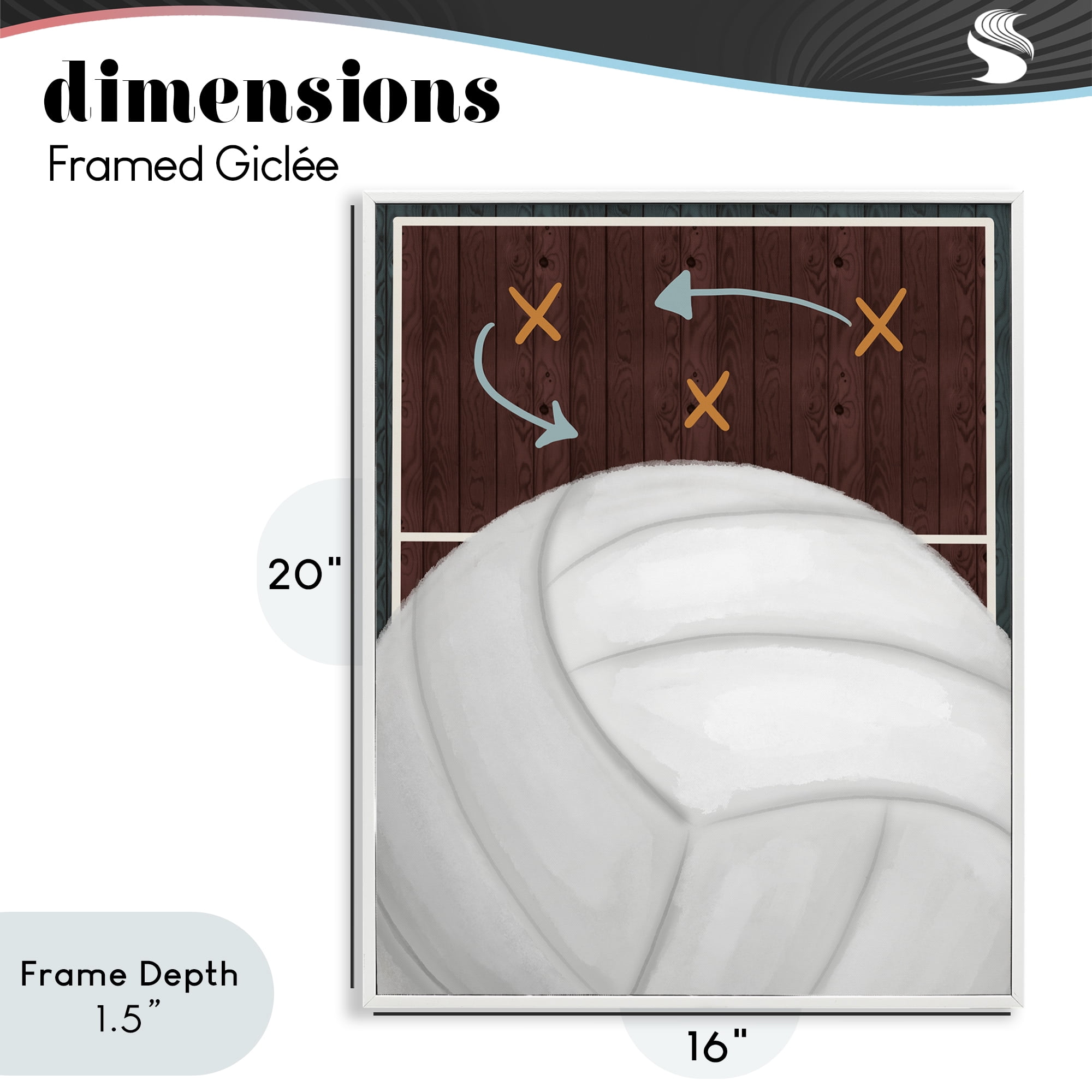 Stupell Industries Volleyball Court Tactics White Framed Giclee Art, design by Jennifer Stith