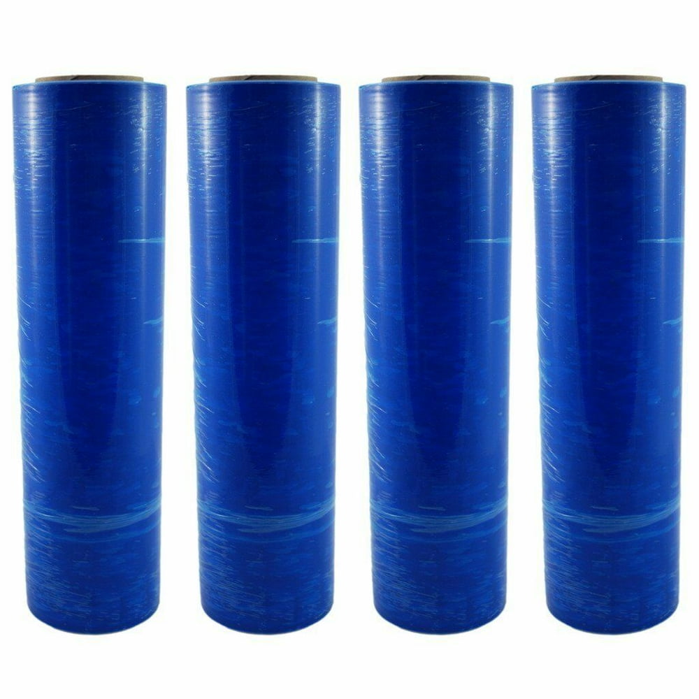 4 BLUE 18"x 1500 FT Roll 80 Gauge Thick Stretch Packing Wrap Pallet
