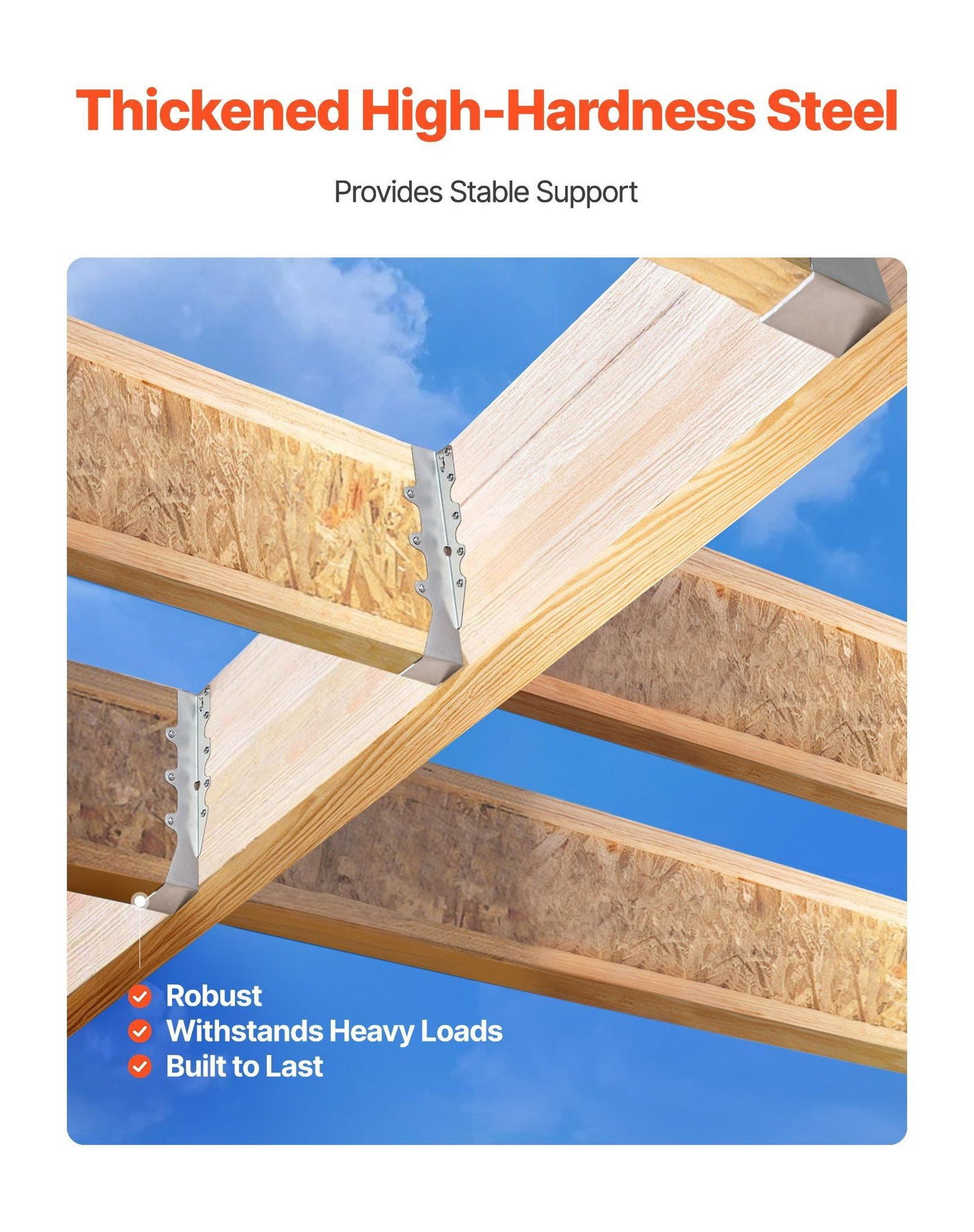 Joist Hangers 50 Pcs, Face Mount 1.57x7.83in, Heavy Duty Steel Rafter Ties, Wood Connector Brackets for Beams, Garden Structures, Decking, Indoor & Outdoor Use