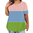 thumbnail image 1 of Plus Size Mujeres Blusas Cuello en V Casual Suelto Verano Blusa de Manga Corta para el Uso Diario Y Casual, 1 of 5