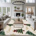 thumbnail image 3 of Christmas Area Rugs 5'x8', Washable Small Throw Rugs for Classroom Bedroom, Winter Pine Tree Gold White Xmas Snowflakes Indoor Outdoor Rug Non-Slip Low Pile Carpet Runner Reversible Floor Mats, 3 of 8