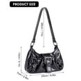 thumbnail image 4 of Spencer Crescent Shoulder Bag for Women PU Leather Hobo Tote Handbag Clutch Purse Ladies Trendy Punk Underarm Bag, Black, 4 of 10