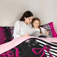 thumbnail image 5 of Homewish Cheetah Zebra Print Queen Comforter Set for Adult, Dreamy Stars Galaxy Bedding Sets, Hot Pink Modern Bowknot Reversible Bedding Comforter Set, Luxury Bedroom Decor, 3pcs, 5 of 8
