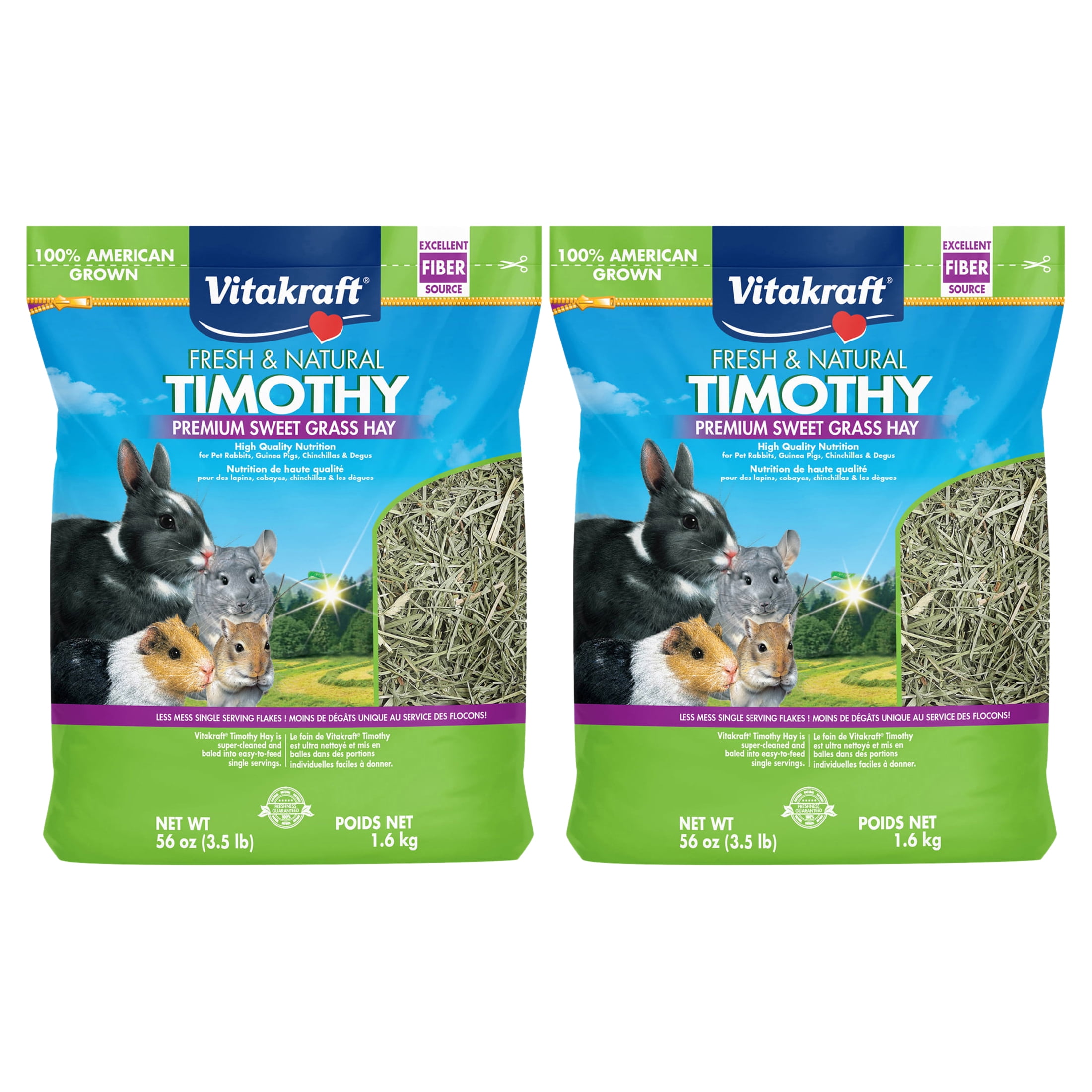 (2 pack) Vitakraft Small Animal Timothy Hay for Guinea Pigs, Rabbits, and  Chinchillas - 3.5 lb