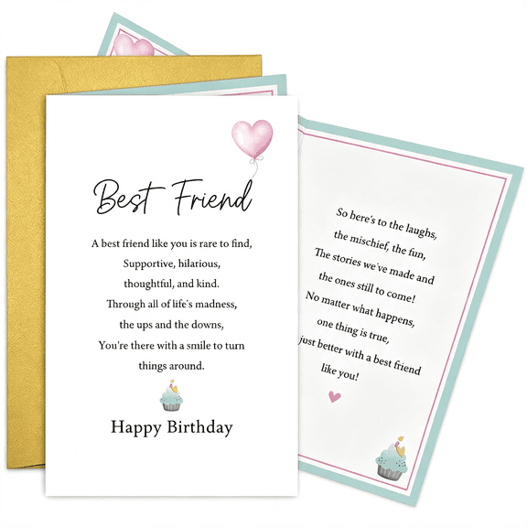 CCOCC Heartfelt Friend Birthday Card for Him Her,Poem Birthday Card for Ie,Friend Like You Is Rare to Find Friend Birthday Card