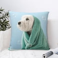 thumbnail image 4 of Fuzoiu Dog Wrapped in Towel Print Square Pillow Cover,Hidden Zipper Design,Luxury Square Pillow Case, Throw Pillow,Couch Cushion-22"x22", 4 of 7