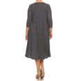 thumbnail image 4 of Women's Plus Size Loose Fit Scoop Neck 3/4 Sleeve Polka Dot Patterned A-Line Long Dress, 4 of 5