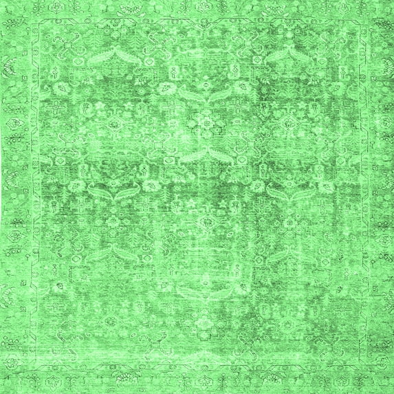 Ahgly Company Indoor Square Persian Emerald Green Traditional Area Rugs, 3' Square