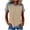 Khaki, variant on UAMVSH Short Sleeve Shirts for Women Crewneck Patchwork Knit Tops Casual Summer Loose Striped T Shirt Fashion Clothing