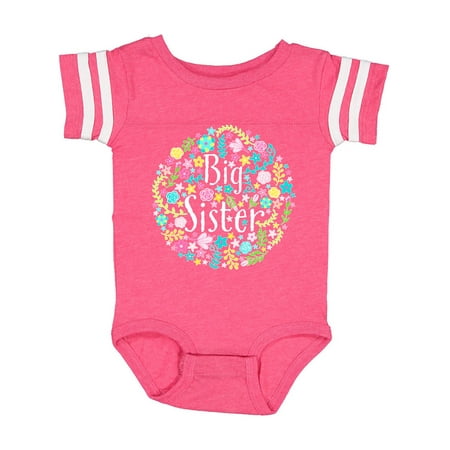 

Inktastic Big Sister with Flower Circle Gift Baby Boy or Baby Girl Bodysuit