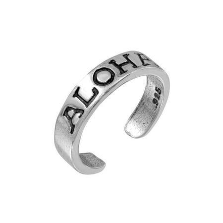 Sterling Silver Aloha Engraved Adjustable Toe Ring