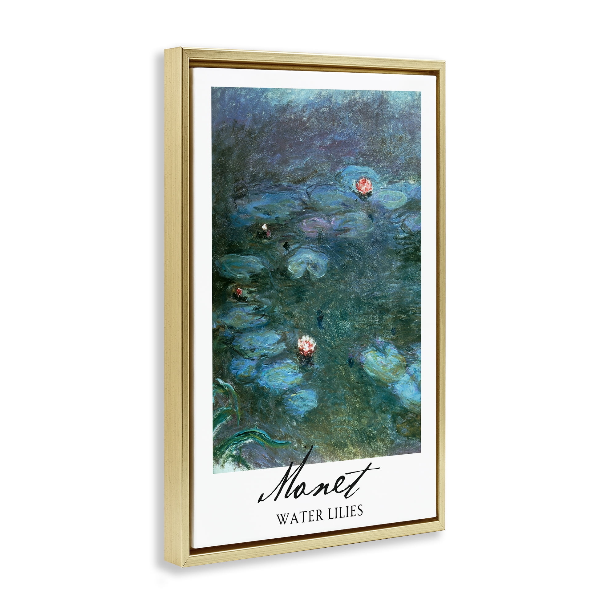Stupell Industries Monet Water Lilies Gold Framed Floater Canvas Wall Art, design by Vintage Hustle