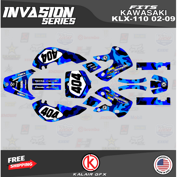 Kalair GFX Graphics Kit for Kawasaki KLX110 (2002-2009) Invasion Series