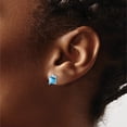 thumbnail image 3 of 14K White Gold Princess Blue Topaz And Diamond Earrings (Width 5.7) (Length 7.5) - Jbsp, 3 of 5