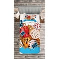 thumbnail image 3 of Ambesonne Cartoon Quilted Bedspread Set 2 Pcs, Fantasy World Cards Clocks, Twin Size, Multicolor, 3 of 3