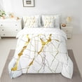 thumbnail image 2 of Manfei Abstract Marble 7pcs Bedding Comforter Set,Stone Patter Queen Bedding Sets Super Cozy,Gold Metallic Queen Sheet Sets,Super Cozy Watercolor Room Decor,Reversible, 2 of 7