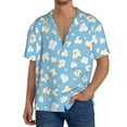 thumbnail image 3 of Vsdgher Blue Popcorn Print Men's Wrinkle Free Untucked Cuban Shirt Business Casual Button Down Shirts Short Sleeve Shirt, 3 of 7