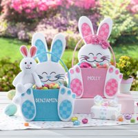Personalized Hoppin' Along Felt Easter Basket - Available in Blue or Pink