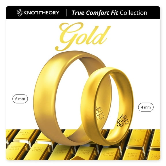 Gold Breathable Silicone Ring For Men and Women 4mm Bandwidth