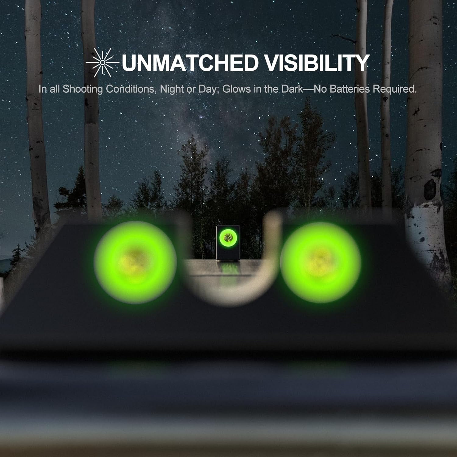 Feyachi NS16 Night Sights Glow in The Dark for G lock Gear17 17L 19 26 27 33 34 38 39, NO TRITIUM