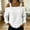 White, variant on Metal Buckle Straps + Off-Shoulder – Women's Vacation Long Sleeve Top, Dropped Shoulder, Solid Color Casual Outfit Black，M