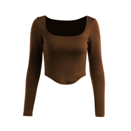 

Tops Long Sleeve Slim Fitted Crop Tee Top Square Neck Sexy Bodycon Basic T-Shirt Bustier Corset Pullover