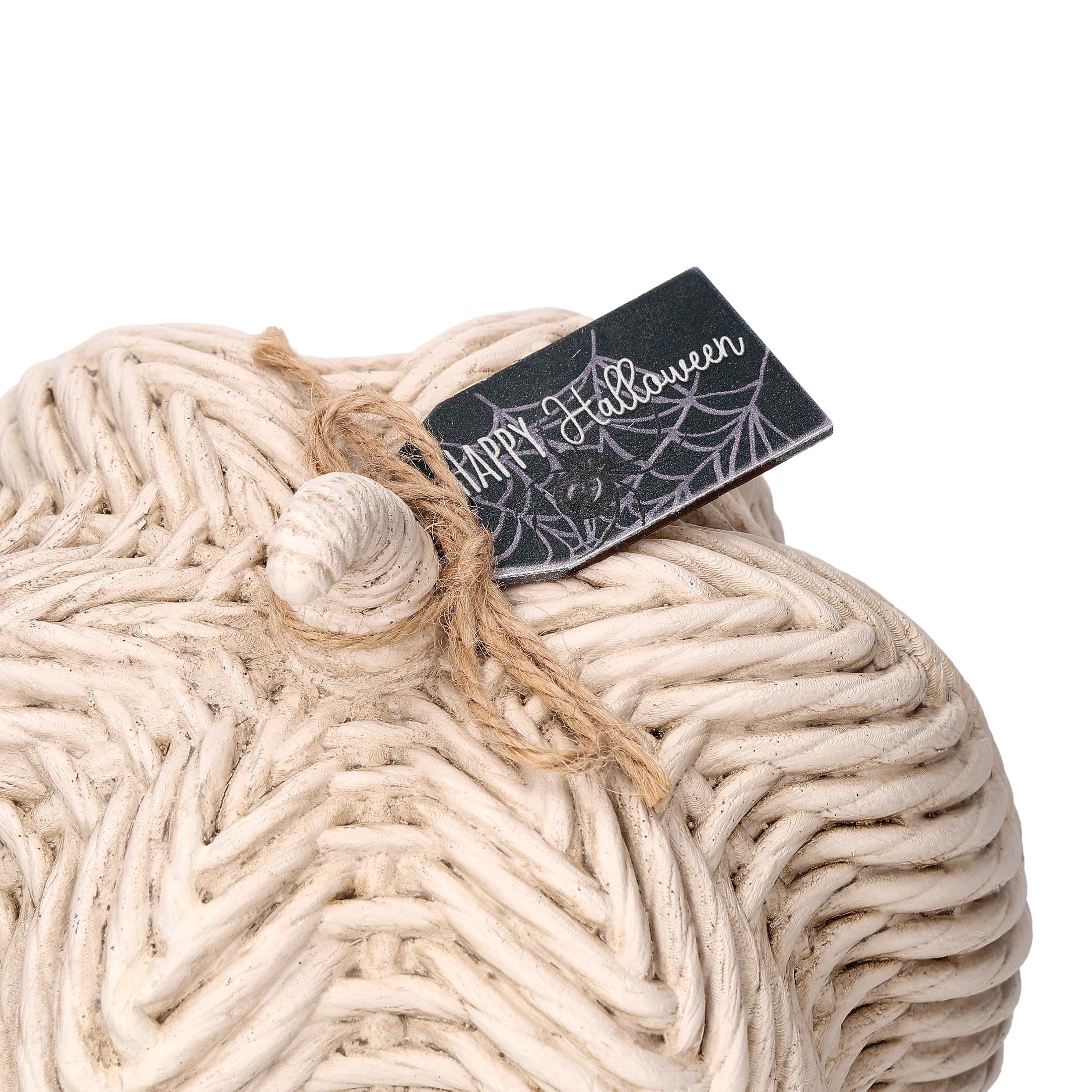 Woven Pumpkin Decoration, White, 7", Halloween by Way To Celebrate