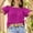 Purple, variant on Women's one-line Shoulder solid color off-shoulder ruffled edge T-shirt Short Sleeve Blouses Women's Tops Women Summer Tops