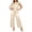 Beige, variant on Womens Satin Two Piece Set Asymmetrical One Shoulder Top High Waist Wide Leg Pants Elegant Party Outfit Sky Blue XXXL(XXXL)