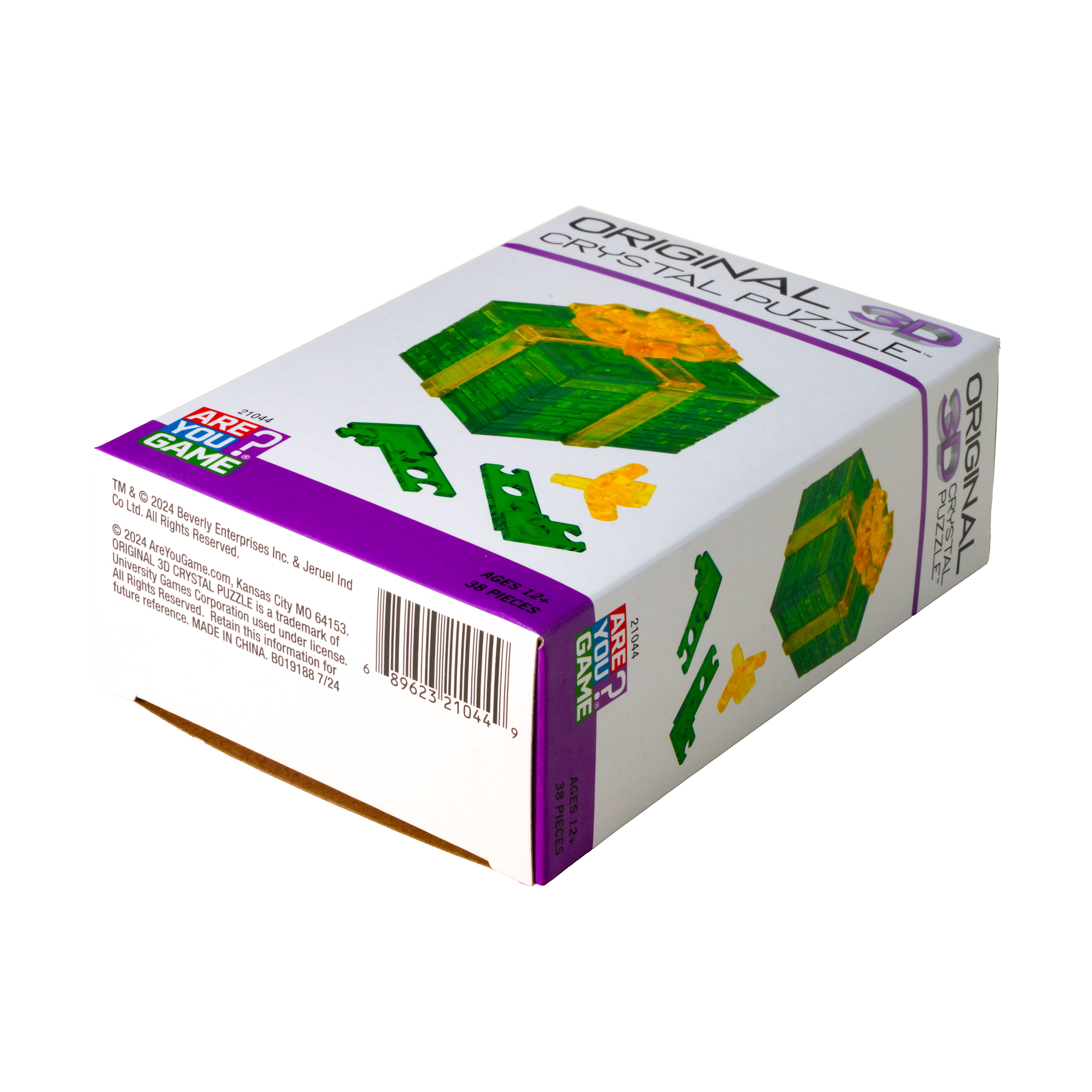 AreYouGame.com 3D Crystal Puzzle - Gift Box (Green with Yellow Ribbon): 38 Pcs