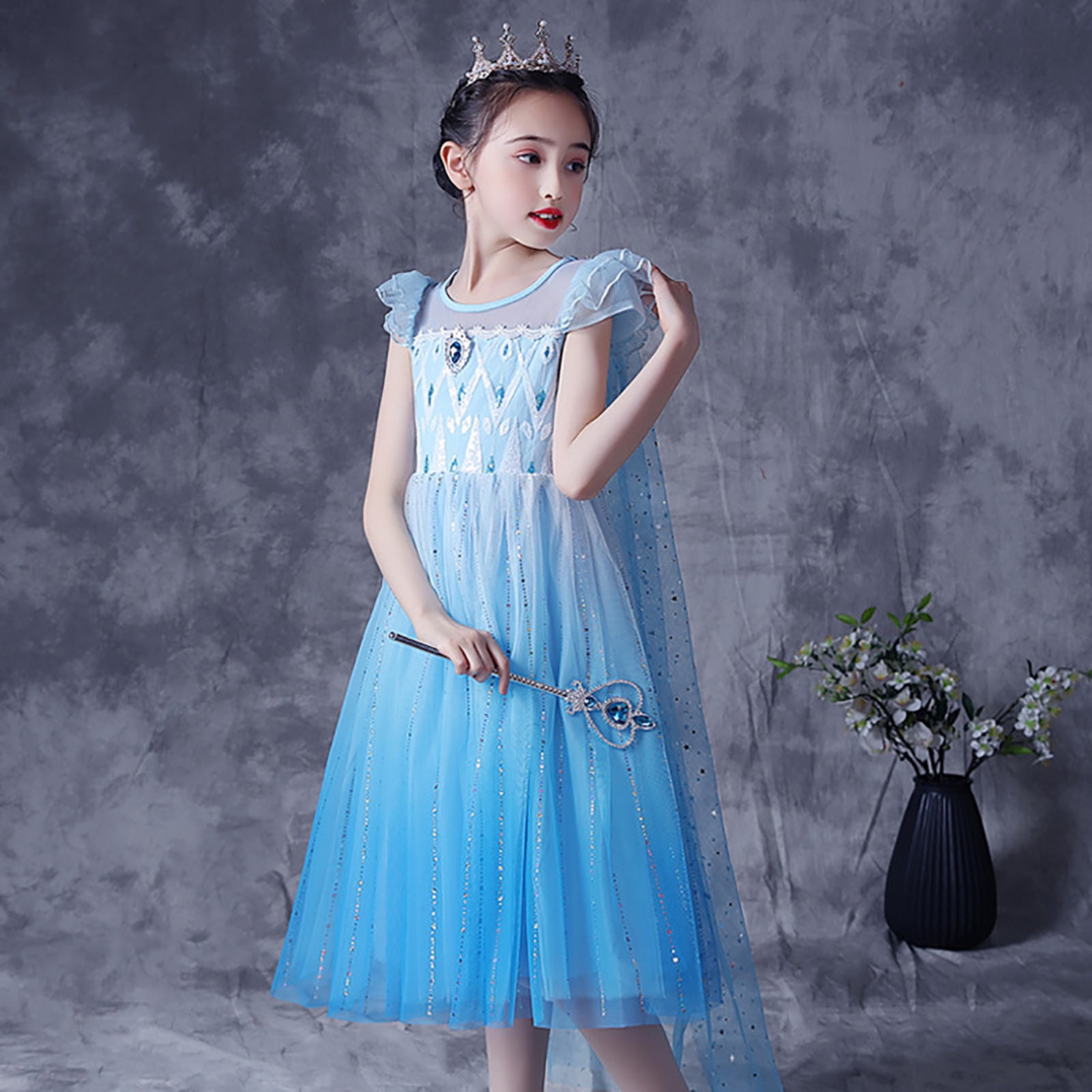 Shop Fashion Party Princess Fairy Tale Elsa Costume For Kids, Blue