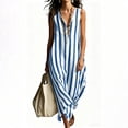 thumbnail image 6 of XuJwPNcy Summer Dresses for Women Breathable V Neck Maxi Dresses Sleeveless Striped Dress Thin Breathable Vacation Clothes, 6 of 7