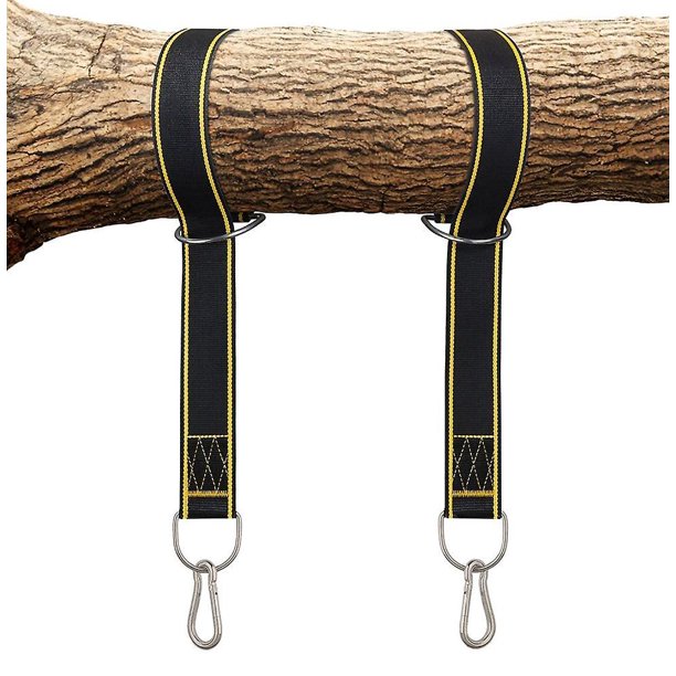Kit para colgar correas de hamaca para hamaca, columpios de árboles, duradero, resistente a la intemperie, libre de óxido, mosquetones con cierre seguro incluidos, límite de peso de 2200 lib
