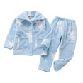 thumbnail image 3 of JAJAHO Girls Flannel Fluffy Pajama Cute Print Long Sleeve Button Down Sleepwear 2 Piece Pjs For Kids 18M-13Y, 3 of 6