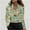 Green, variant on Women's Floral Print Satin Cowl Neck Long Sleeve Shirts Dressy Business Office Loose Elegant Blouses Baggy Fit Blouses Beach Vacation Wear Gift